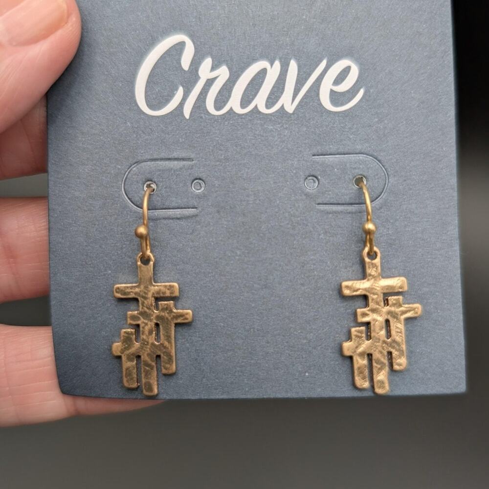 Crave Earrings Gold Tone Abstract Dangle Drop Modern Geometric Jewelry New Tag